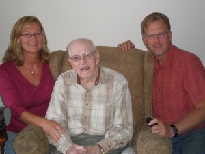 My husband and I with hisGrandpa Folkert in 2010.